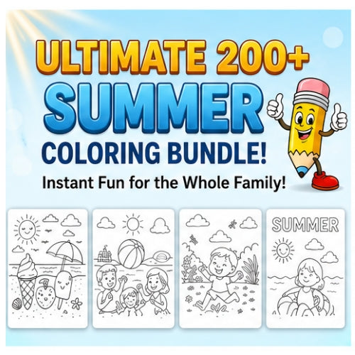 Printable Summer Coloring Pages Bundle for Kids | Summer Coloring Book PDF | Summer Activities, Vacation Coloring Sheets, Instant Download