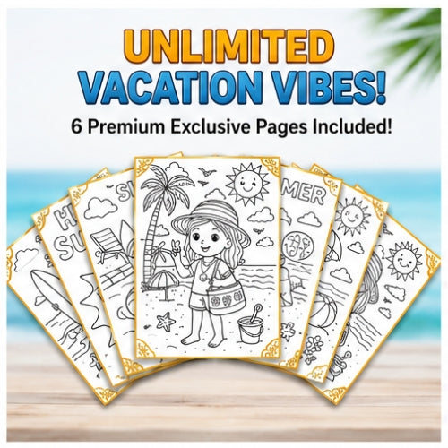 Printable Summer Coloring Pages Bundle for Kids | Summer Coloring Book PDF | Summer Activities, Vacation Coloring Sheets, Instant Download