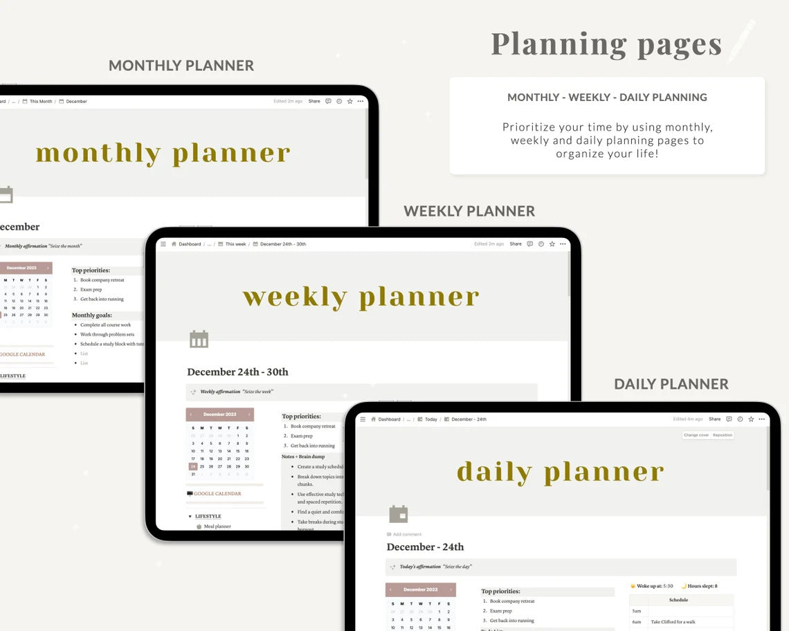Ultimate Notion Planner Template | Aesthetic Life Planner (Light & Dark Mode)
