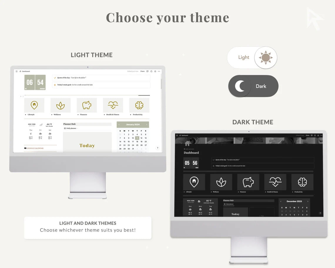 Ultimate Notion Planner Template | Aesthetic Life Planner (Light & Dark Mode)