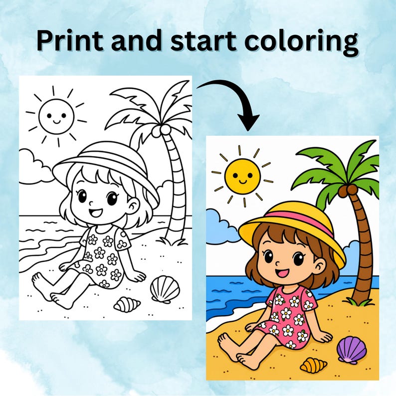 Printable Summer Coloring Pages Bundle for Kids | Summer Coloring Book PDF | Summer Activities, Vacation Coloring Sheets, Instant Download