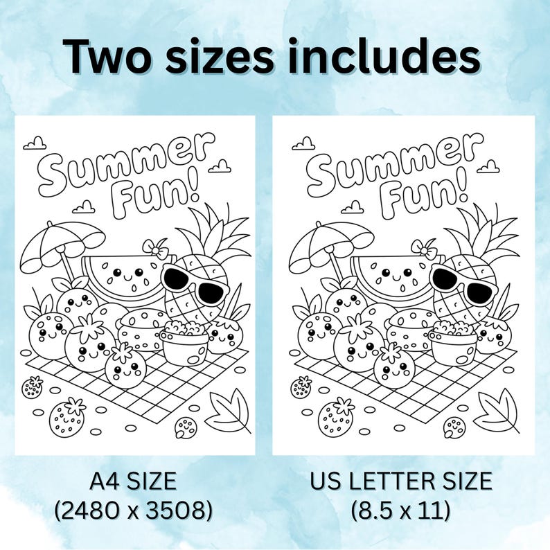 Printable Summer Coloring Pages Bundle for Kids | Summer Coloring Book PDF | Summer Activities, Vacation Coloring Sheets, Instant Download